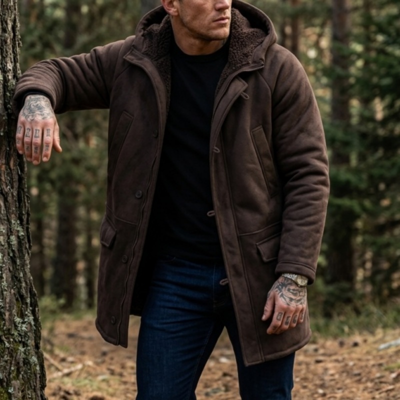 New Men's Faux Fur Lined Hoode - Outdoor Hunting Fleece 评论和价格