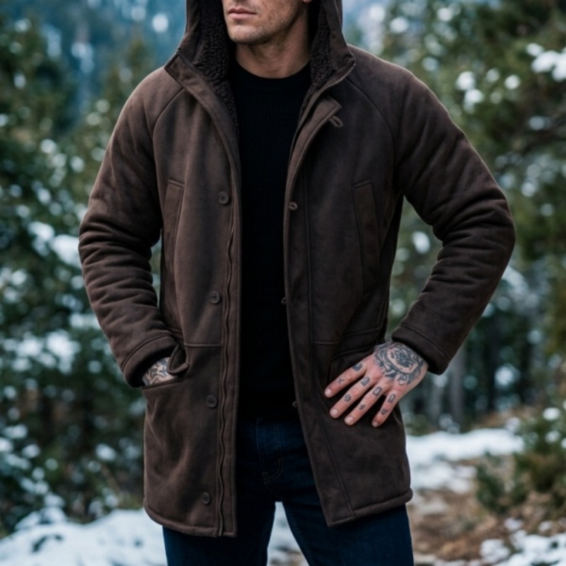 New Men's Faux Fur Lined Hoode - Outdoor Hunting Fleece 评论和价格