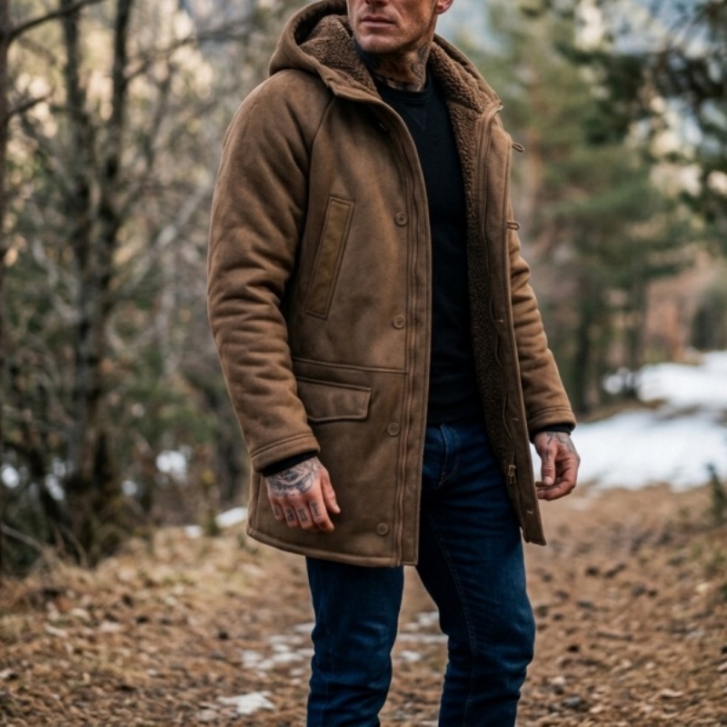 New Men's Faux Fur Lined Hoode - Outdoor Hunting Fleece 评论和价格