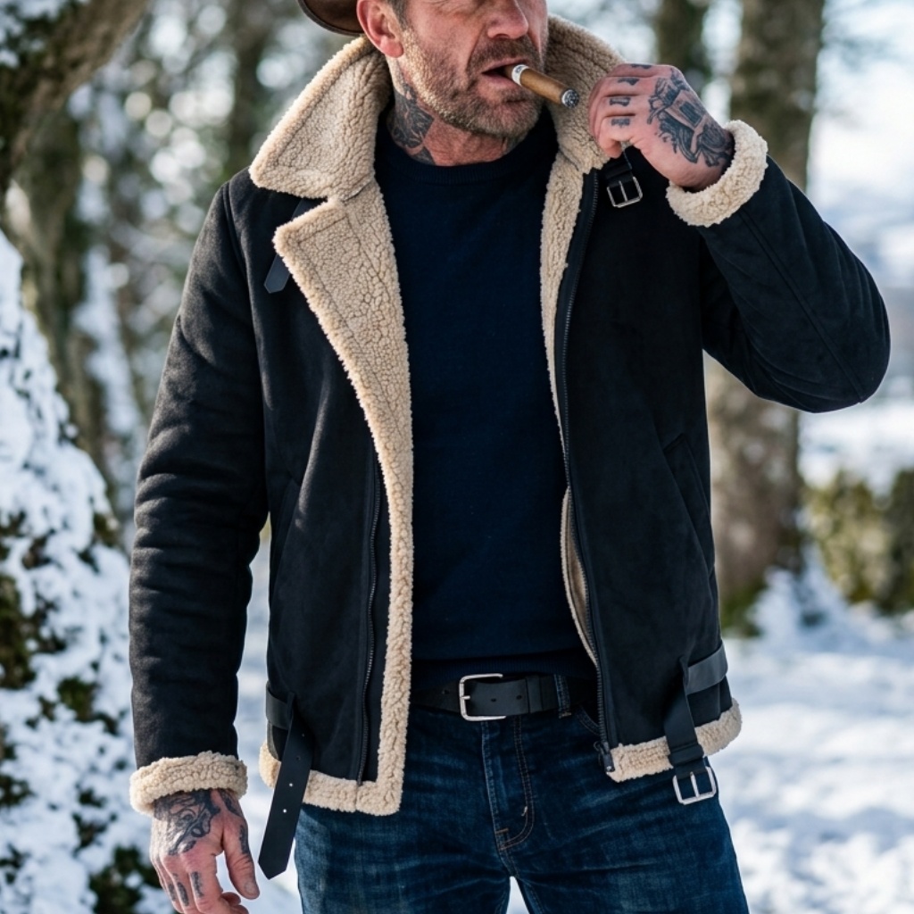 Men Winter Faux Suede Jacket F - Outdoor Hunting Fleece 评论和价格