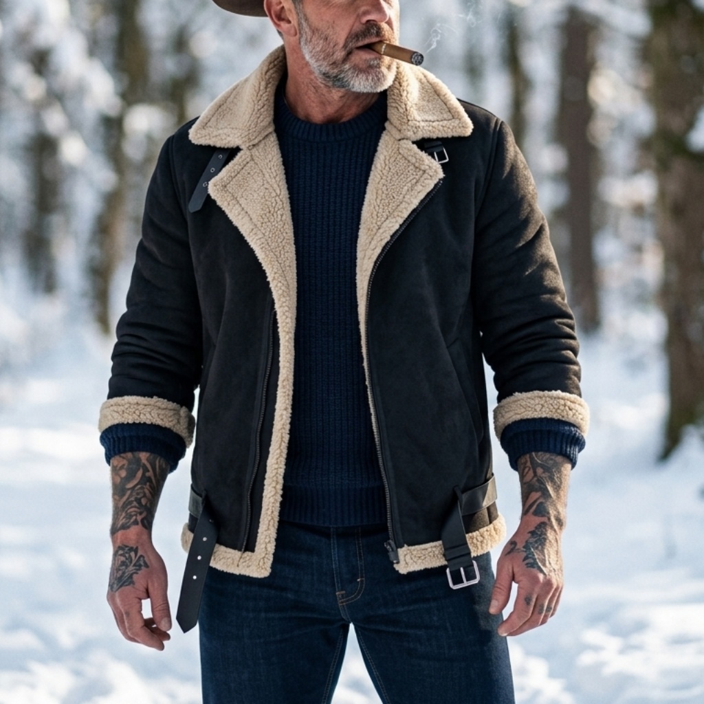 Men Winter Faux Suede Jacket F - Outdoor Hunting Fleece 评论和价格