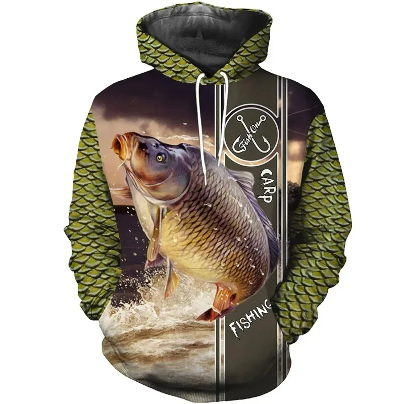 New 3D printed koi fish patter - Outdoor Hunting Hoodie 评论和价格