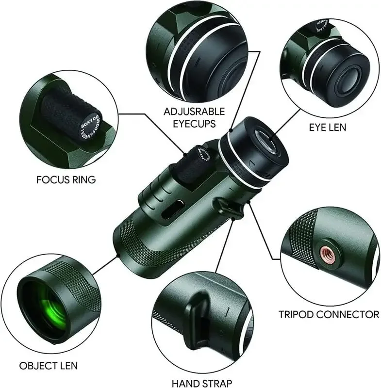 80x100 HD Monocular for Smartp - Monocular Night Vision 评论和价格