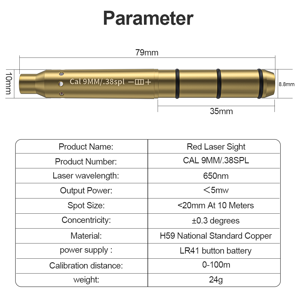 9MM/38SPL Red Laser Boresighte - Outdoor Hunting Range 评论和价格